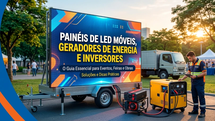 Painel de LED de alto brilho montado em unidade móvel com sistema de energia independente
